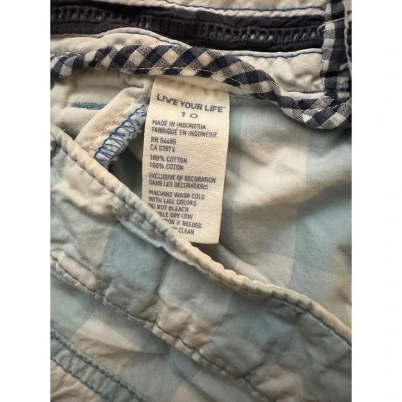 American Eagle Outfitters Women's 100% Cotton Blue Gingham Chino Shorts Size 10 - Picture 4 of 10